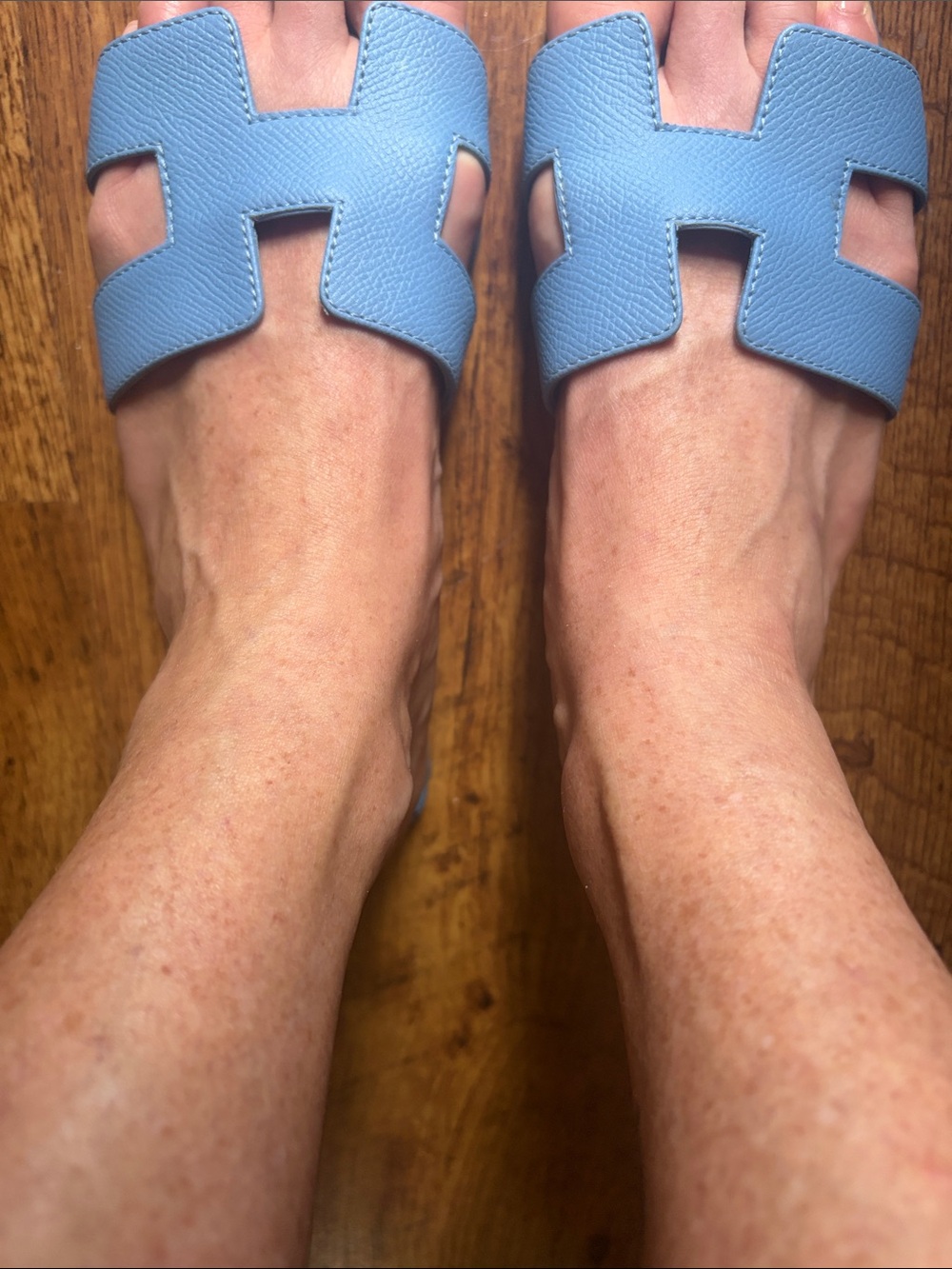 Hermes Blue Oran Slide Sandals - Picture 11 of 12